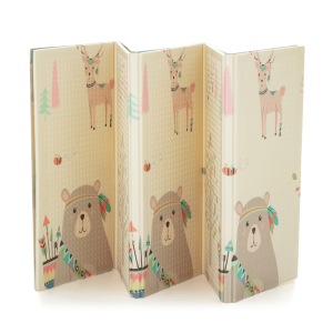 PETITE&MARS Mīksts divpusējs putu paklājs bērniem,Lapsiņa&Zilonēns, 150x200cm - Image 1