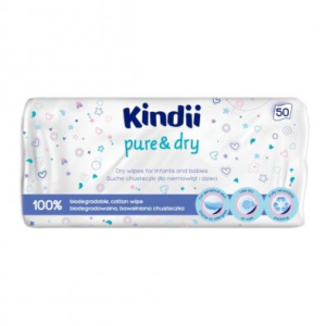 KINDII Sausās kokvilnas salvetes mazuļiem Pure&Dry 50gb - Image 1