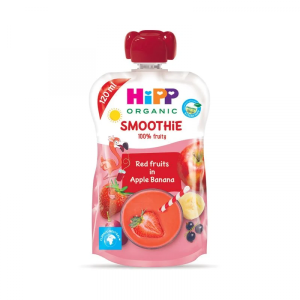 HIPP Smūtijs ar zemenēm, banāniem un āboliem tūbiņā BIO, 1+ gads,120ml - Image 1