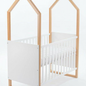 Drewex bērnu gultiņa Mazais Namiņš", balta/koka" - Image 1