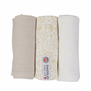 Lodger Swadler Flower tribe kokvilnas autiņš, 3 gab., Birch, SWE093 - Image 1