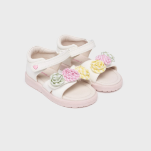 MAYORAL Baltas meiteņu sandales ar ziediem - Image 1