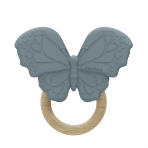 LABEL LABEL Silikona un koka graužamā rotaļlieta - Taurenis - Zils,26948 - Image 1