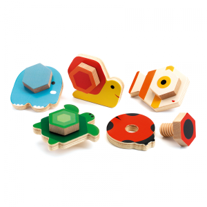 DJECO Skrūvējami koka dzīvnieciņi (10 detaļas, 5 dzīvnieki), DJ06207 - Image 1