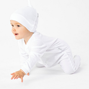 NICOLA Romperītis ar garām piedurknēm BASIC, 48, balts - Image 1