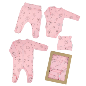 NICOLA Pirmais komplekts mazuļiem Lācēni"- 4 daļas, rozā" - Image 1