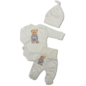 LE BEBE 3 daļu komplekts mazuļiem Lāčuks, balts - Image 1