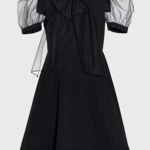 SLY Melna meiteņu kleita ar tilla piedurknēm - Image 1