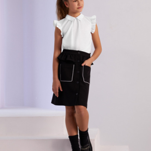 SLY Balta blūze ar īsām piedurknēm meitenei - Image 1