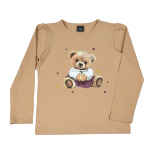 ATUT meiteņu tops ar garām piedurknēm - Teddy, 0528, bēša - Image 1