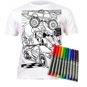 SPLAT PLANET Izkrāsojams T-krekls ar nomazgājamiem flomasteriem,CARS, 3-4g - Image 1