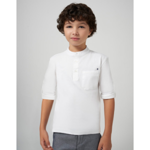MAYORAL Balts kokvilnas krekls zēnam, Blanco - Image 1