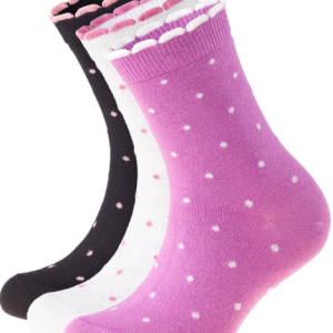 Meiteņu zeķes ar punktiņu rakstu, 3 pāri, lilac/grey/black - Image 1