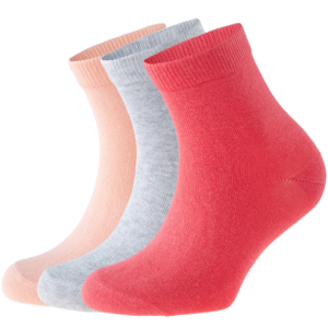 Īsās bērnu zeķes, 3 pāri, pink/grey/peach - Image 1