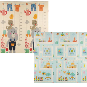 TO-MA Mīksts divpusējs salokāms putu paklājs bērniem,Giraffe&Animals, 200 x180 cm - 180x200cm, 0+ mēneši, Unisex - Image 1