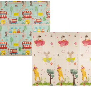 TO-MA Mīksts divpusējs salokāms putu paklājs bērniem,Giraffe&Animals, 200 x180 cm - 180x200cm, 0+ mēneši, Unisex - Image 1