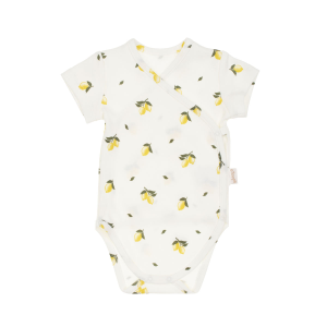 NICOLA Zīdaiņu Bodijs ar aizdari priekšpusē "Tola", balts ar citronu rakstu - Image 1
