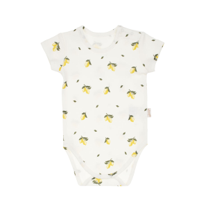 NICOLA Zīdaiņu bodijs ar īsām piedurknēm Tola, balts ar citronu rakstu, 68 - Image 1