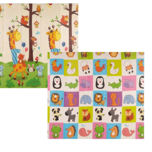 TO-MA Mīksts divpusējs salokāms putu paklājs bērniem,Giraffe&Animals, 200 x180 cm - Image 1