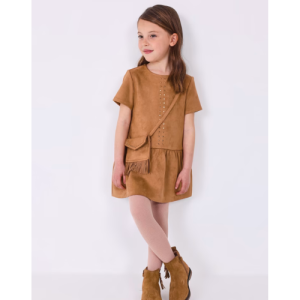 MAYORAL Meiteņu kleita ar zamšādas somiņu, Canela - Image 1