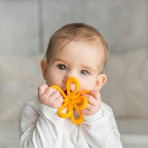 GILIGUMS Silikona Zobgrauzis - Bendy Flower, 40416, oranža - 3+ mēneši - Image 2