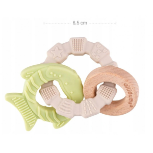 GILIGUMS Silikona Zobgrauzis - Bendy Flower, 40409, zila - Bēša, 0+ mēneši - Image 1