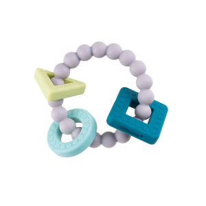 GILIGUMS Silikona un koka zobgrauznis - Heart, 19013, dzeltena/zila - Pelēka, 0+ mēneši, Unisex - Image 1