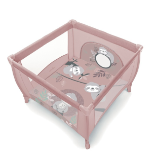Baby Design ceļojuma gulta manēža PLAY 07/20 LIGHT GRAY - 100x100cm, Rozā - Image 1